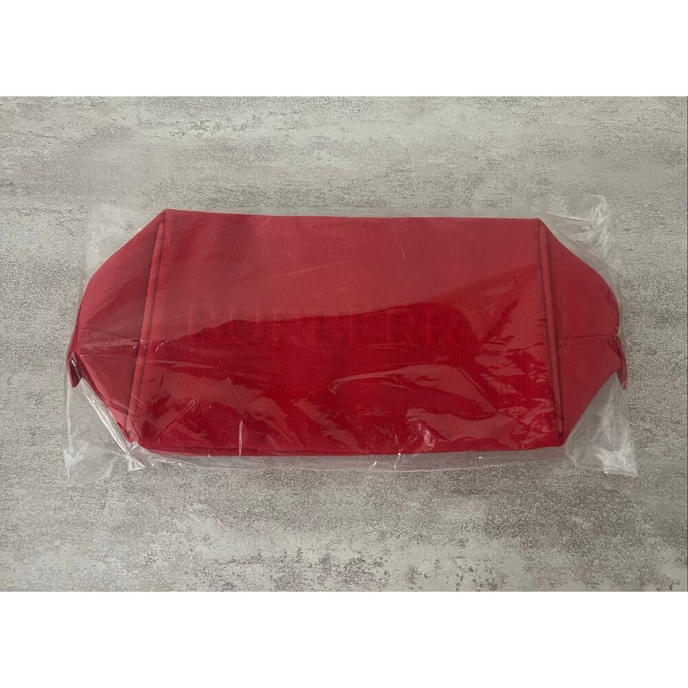 New! Burberry Logo Clutch Toiletry Bag Cosmetic Pouch Travel Case Red - Picture 7 of 8